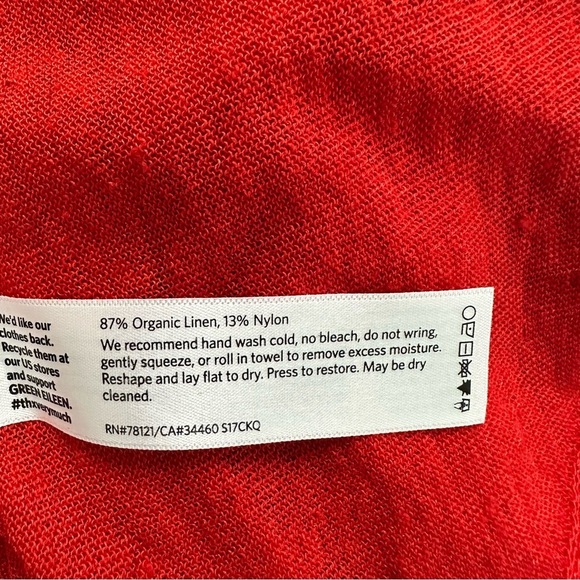 Eileen Fisher Linen Blend Top Red SZ Small Scoop Neck Lightweight Beachy Flowy - Picture 5 of 8